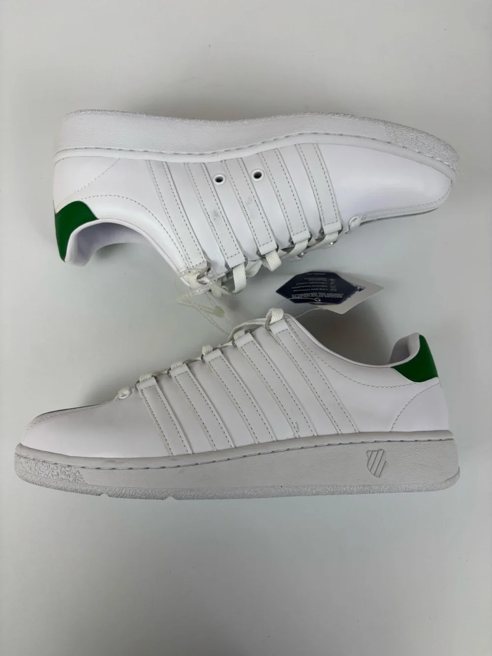 K-Swiss Classic VN Leather Sneakers Low Profile Iconic White Green Mens Size 9.5